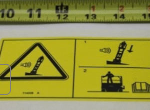 DECAL SYMBOL TIP OVER TILT ALARM 114338GT